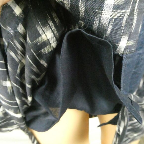 J. Crew Navy Faux Wrap Tie Sleeveless Mini Dress Cotton Linen Trim Ikat Size 2 - Picture 6 of 13